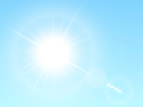 Glänzende Sonne Isoliert Auf Blauem Hintergrund Vektorillustration — Stockvektor