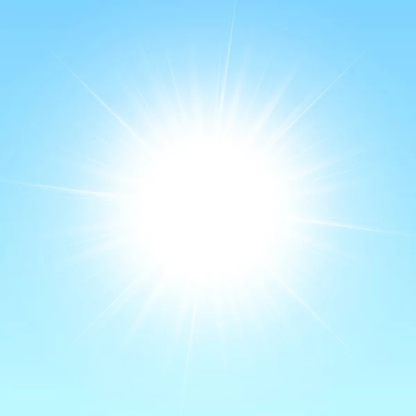 Блискуче Сонце Ізольоване Синьому Фоні Векторні Ілюстрації — стоковий вектор