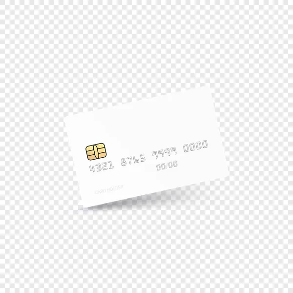 Vector Illustration Mockup White Credit Card Isolated Light Transparent Background — Stock Vector