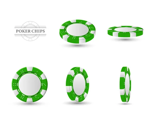 Jetons Poker Dans Une Position Différente Puces Vertes Isolées Sur — Image vectorielle