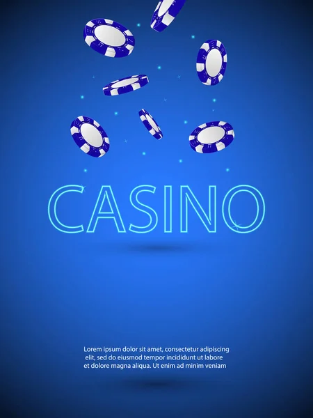 Ilustración Vectorial Tema Casino Con Letra Luz Neón Brillante Fichas — Archivo Imágenes Vectoriales