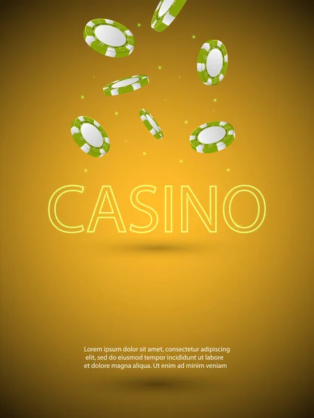 Vector Illustration Casino Theme Shiny Neon Light Letter Falling Colorful — Stock Vector