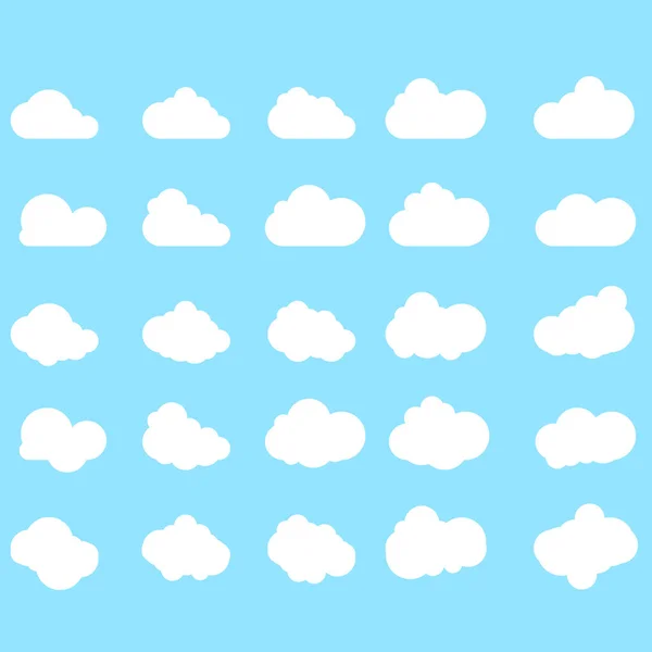 Conjunto Iconos Cloud Estilo Plano Moda Aislado Sobre Fondo Azul — Vector de stock