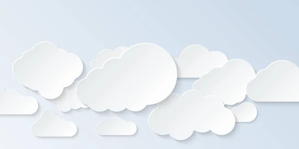 Conjunto Nubes Nubes Dibujos Animados Aisladas Sobre Fondo Claro Ilustración — Vector de stock