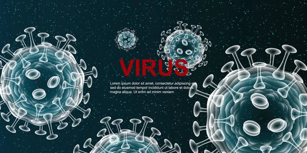 Virus Abstract Vector Microbe Blue Background — Stock vektor