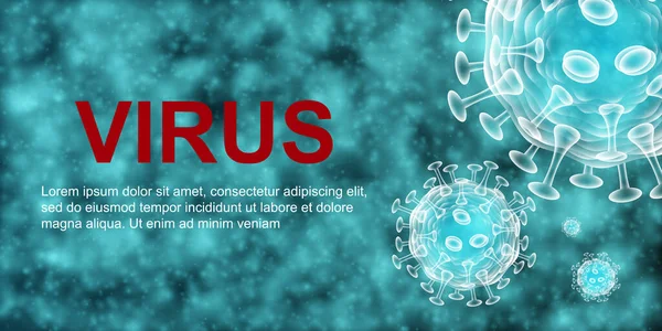 Virus Microbio Abstracto Del Vector Sobre Fondo Azul — Archivo Imágenes Vectoriales