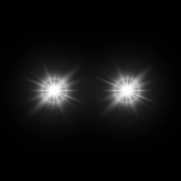 Ensemble Effets Lumineux Lumineux Avec Transparence Isolée Sur Fond Noir — Image vectorielle