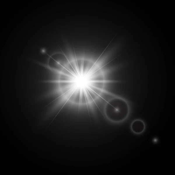 Efek Cahaya Ledakan Ledakan Cahaya Bersinar Putih - Stok Vektor