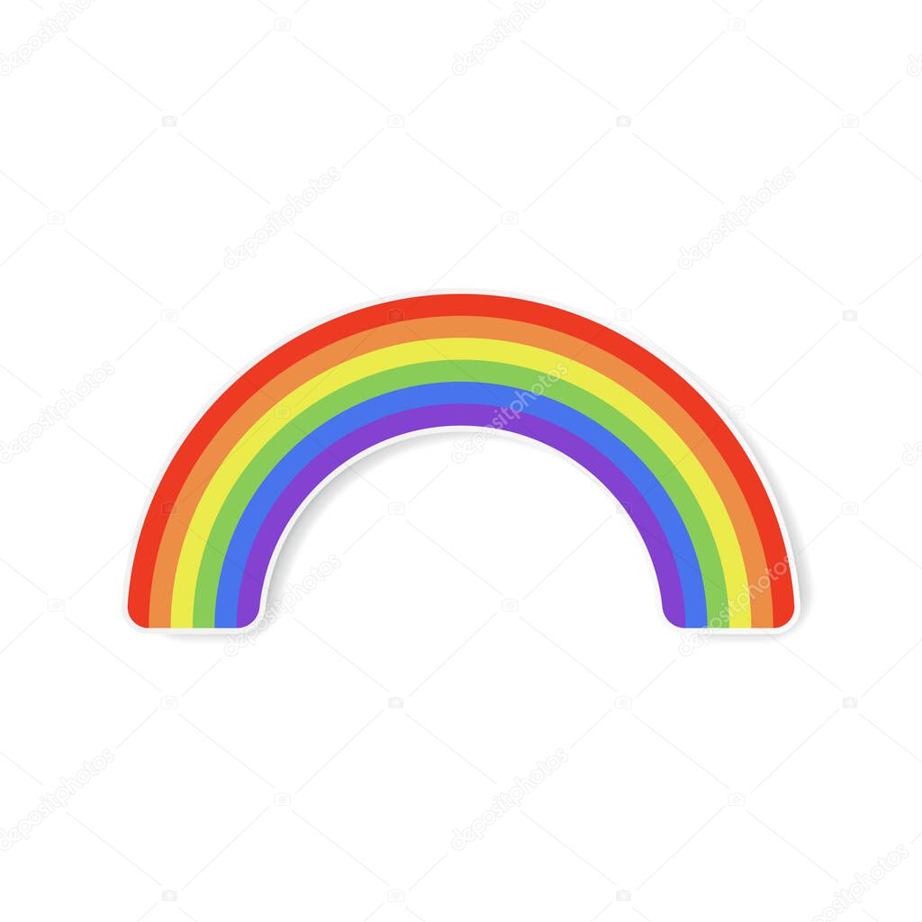 Colour rainbow isolated on white background. LGBT flag. Vector illustration.