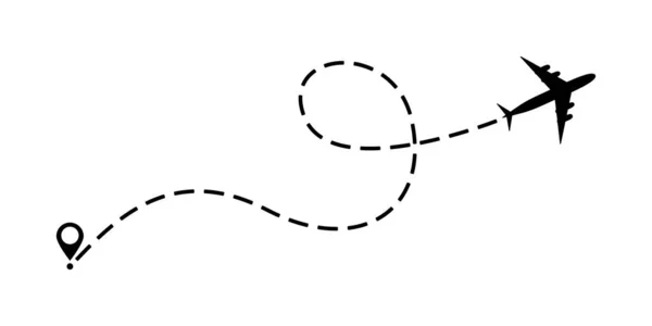 Icône Vectorielle Trajectoire Avion Ligne Air Itinéraire Vol Avion Avec — Image vectorielle