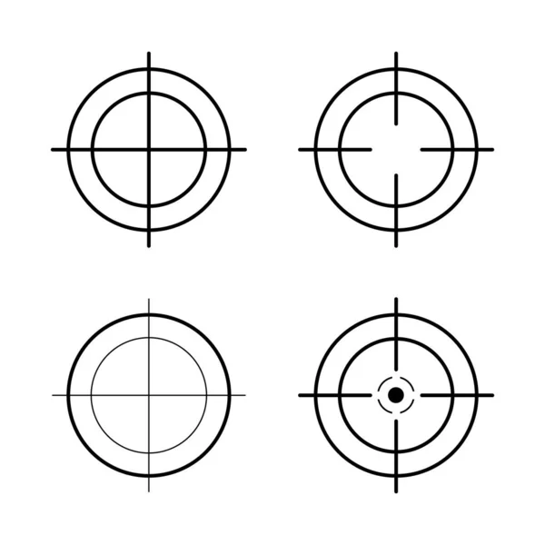 Снайперский Прицел Оружие Цель Набор Целей Места Назначения Фокус Иконки — стоковый вектор