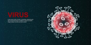 Virus. Abstract vector 3d microbe on blue background.