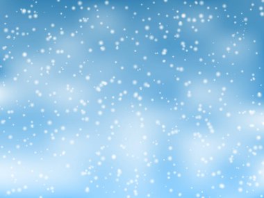 Noel karı. Mavi arka planda düşen kar taneleri. Kar yağışı. Vektör illüstrasyonu.