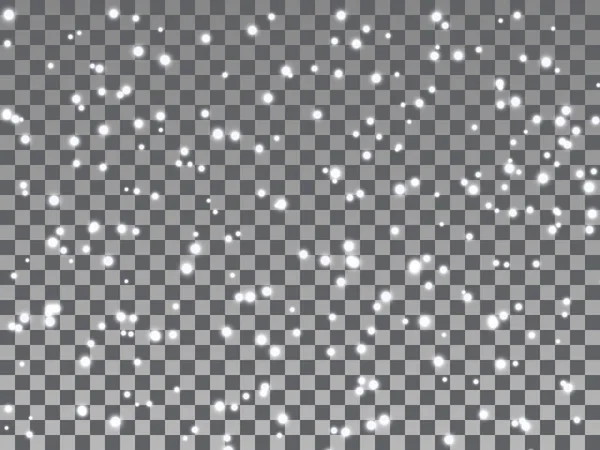 Neige Noël Flocons Neige Tombant Sur Fond Transparent Chute Neige — Image vectorielle