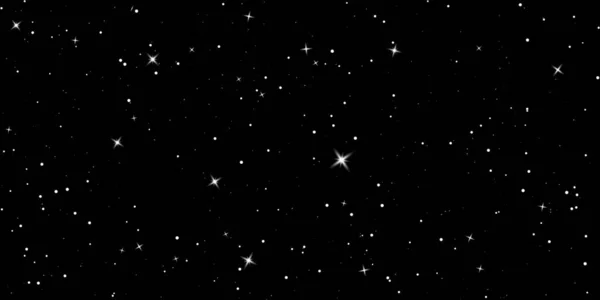 Yıldızlı gökyüzü. Karanlık gece gökyüzü. Parlak yıldızlı sonsuzluk uzayı. Gizemli karanlık evren. Vektör arkaplanı.