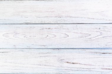 Mavi ve beyaz renkli tahtaların ahşap arka planı. Tahtaların dokusu. Üst Görünüm.