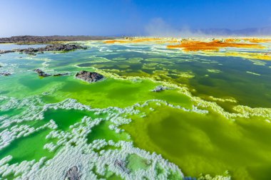 Danakil depresyon dallol volkan renkli sülfür gölü