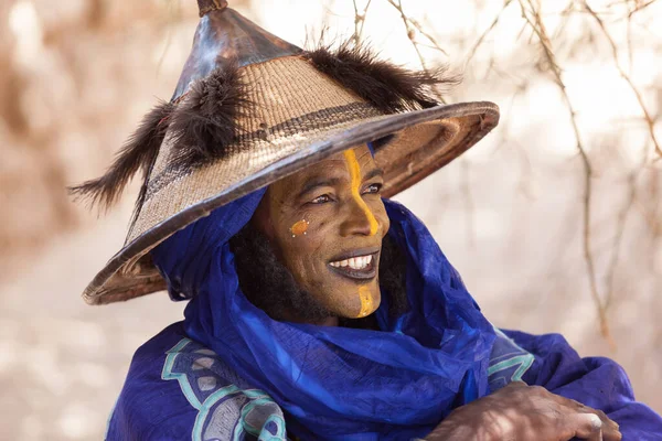 Мбороро Водабе Кочевой Конкурс Красоты Африканский Мужской Портрет Красочной Традиционной — стоковое фото