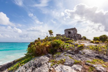 Mayan ruins over Caribbean Sea. Tulum Mexico