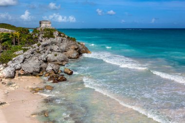Mayan ruins over Caribbean Sea. Tulum Mexico