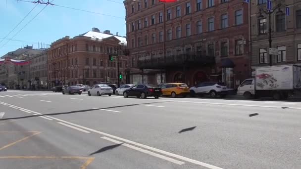 Calle San Petersburgo Durante Cuarentena Semáforos — Vídeos de Stock