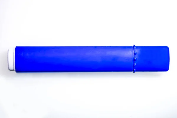 Marqueur Avec Capuchon Bleu Position Horizontale Placé Sur Fond Blanc — Photo