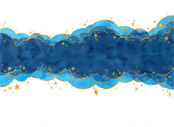 Ilustração Pintura Mão Aquarela Abstrata Nuvem Conceito Estrela Fundo Ondulado — Fotografia de Stock