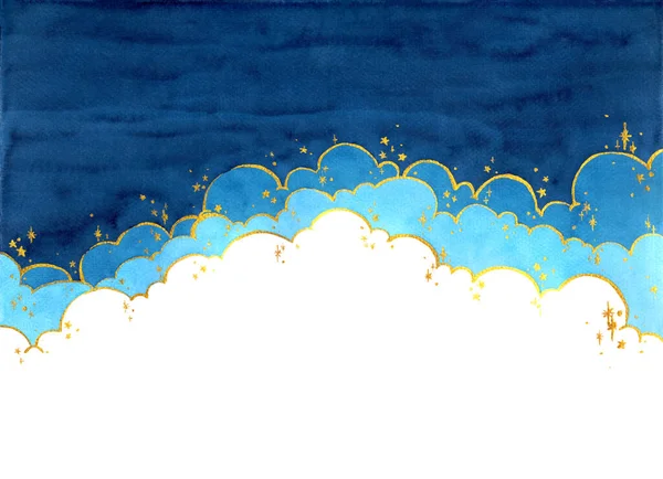 Illustrazione Astratta Pittura Mano Acquerello Concetto Nuvola Stella Luminoso Sfondo — Foto Stock