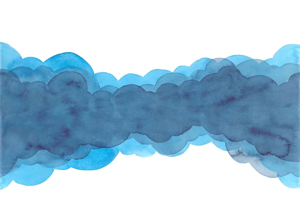 水彩画在云彩概念中的应用 明亮的蓝色波浪背景 高分辨率 印刷品 网页的设计 — 图库照片