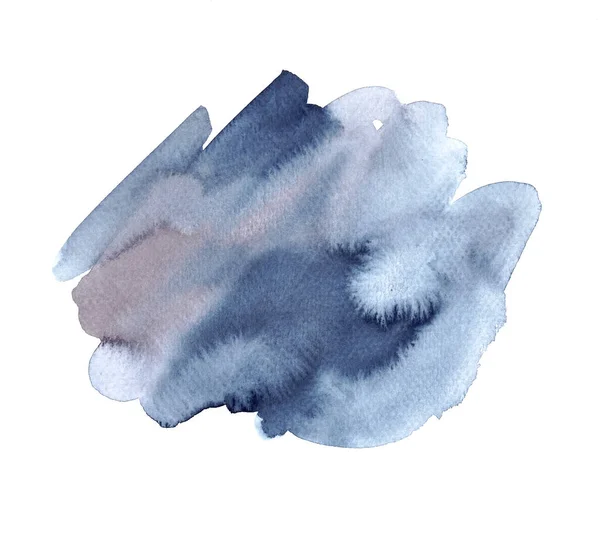 Ręcznie Malowany Abstrakcyjny Niebieski Akwarela Białym Tle — Zdjęcie stockowe