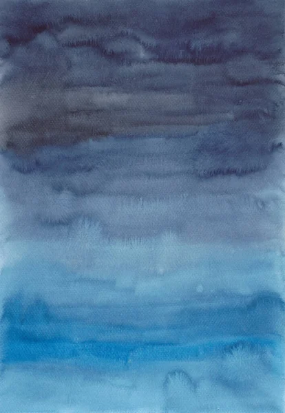 Fond Bleu Abstrait Dans Concept Nuit Aquarelle Peinture Main Illustration — Photo