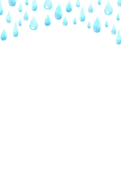 成组的水滴大小各异的雨滴雨季水彩画手绘插图 图库照片 C Fayfena Art