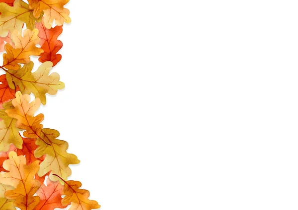 白い背景に孤立した秋のコンセプトの葉のフレーム フラットレイアウト トップビュー コピースペース — ストック写真