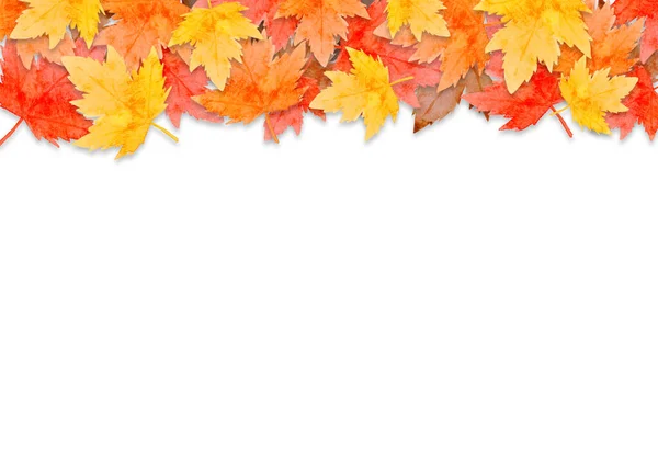 Cornice Foglie Rosse Autunno Concetto Isolato Sfondo Bianco Layout Piatto — Foto Stock