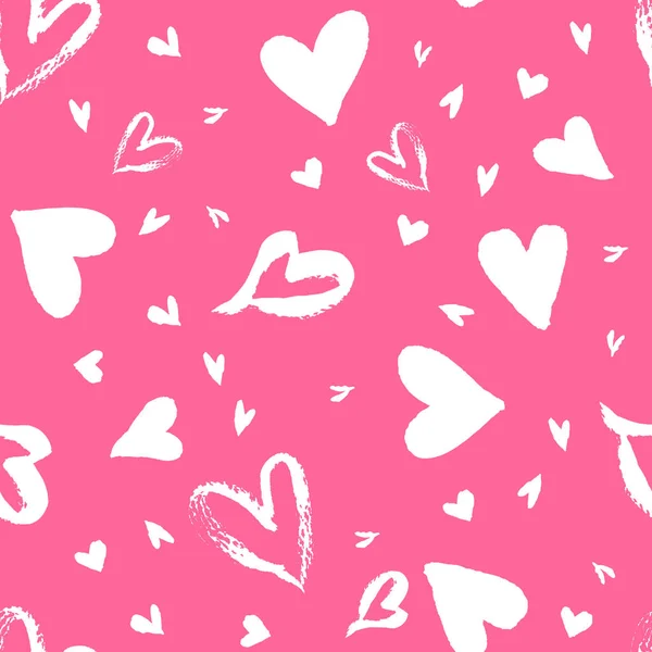 White Hearts Seamless Pattern Pink Background Watercolor Hand Painting Valentine — Stock Photo, Image
