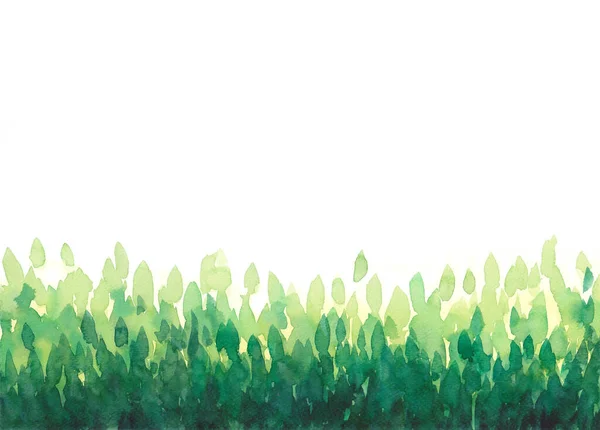 Abstracte Aquarel Met Hand Schilderen Groene Bladeren Bos Frame Witte — Stockfoto