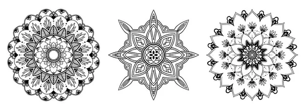 Patrón Circular Forma Mandala Para Colorear Libro Henna Mehndi Tatuaje — Vector de stock
