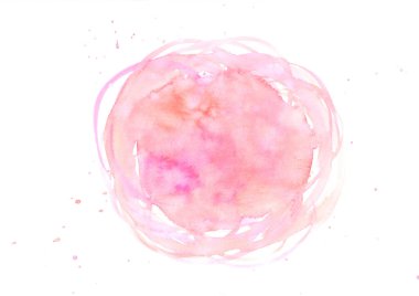 Beyaz arkaplanda el boyası, turuncu ve pembe suluboya..