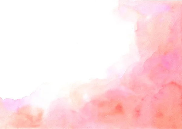 Hand Geschilderd Abstract Oranje Roze Aquarel Witte Achtergrond — Stockfoto