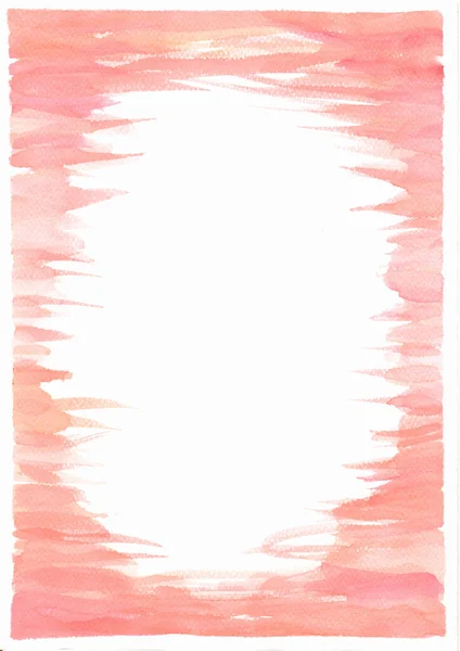 Cadre Aquarelle Peinture Main Rose Ton Corail Vivant Fond Abstrait — Photo