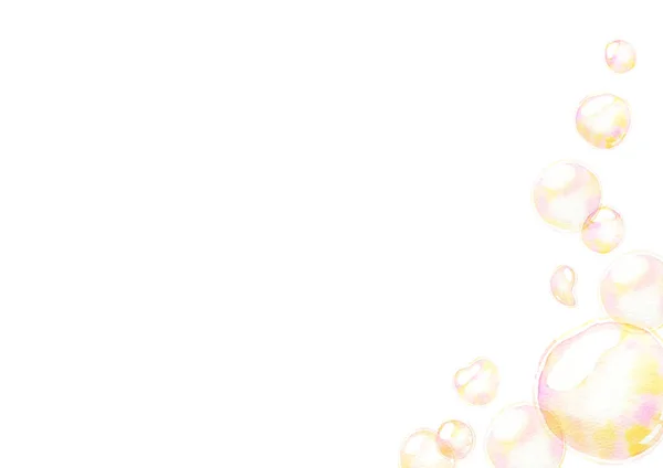Rámeček Mýdlové Vzduchové Bubliny Podmořský Efekt Akvarel Ruční Malování Izolovat — Stock fotografie
