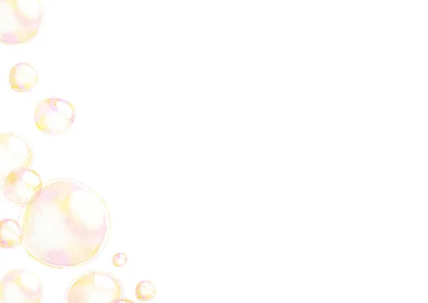 Ram Tvål Luftbubblor Undersea Effekt Akvarell Handmålning Isolat Vit Bakgrund — Stockfoto