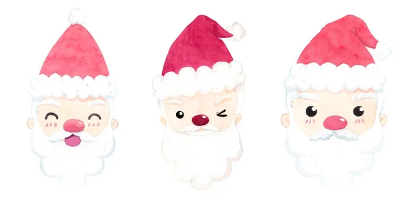 Söt Tomte Tecknad Karaktär Akvarell Handmålning För Dekoration Vintern Chrismas — Stockfoto