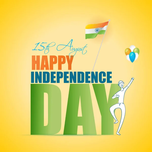Vector Illustration Indian Independence Day Celebrated 15Th August Showing Man — Stock Vector