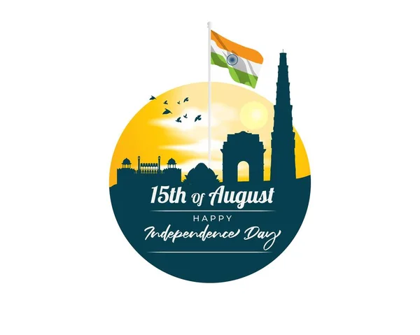Illustration Vectorielle Pour Fête Indépendance Indienne Montrant Drapeau Indien Avec — Image vectorielle