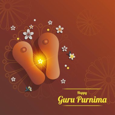 Guru Purnima 'nın öğretmenlere adanmış vektör çizimi. İllüzyon, öğretmenin tahta sandaletini gösteriyor. Gurus 'a saygı gösteriyor..