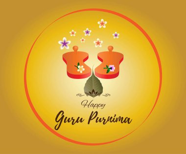 Guru Purnima 'nın öğretmenlere adanmış vektör çizimi. İllüzyon, öğretmenin tahta sandaletini gösteriyor. Gurus 'a saygı gösteriyor..