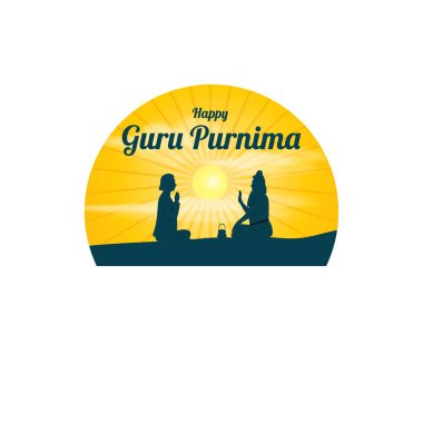 Guru Purnima 'nın tasviri, Guru Purnima' nın Guru Purnima 'ya adanmış olması anlamına gelir. Resim, öğretmenin öğrencisini kutsadığını gösteriyor..