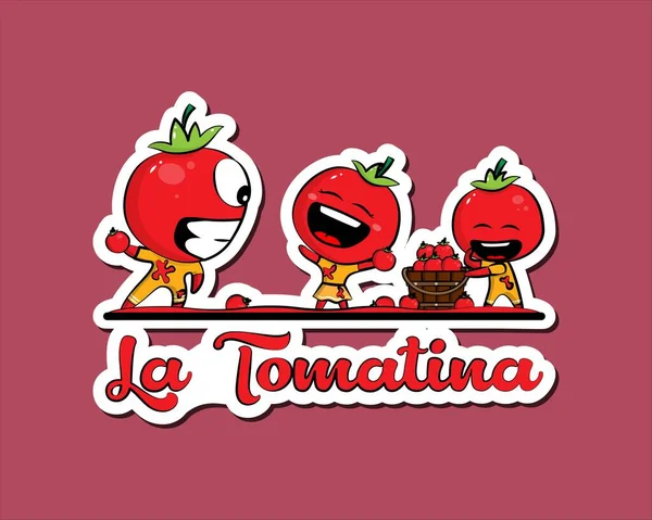 스페인어 축제라 티나를 삽화가 서로에게 토마토를 축하하는 — 스톡 벡터