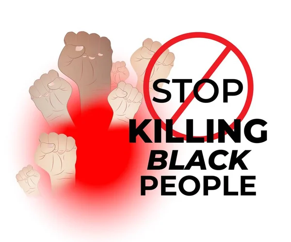 Векторні Ілюстрації Припинення Вбивства Чорношкірих Людей Сильним Кулаком Чорне Життя — стоковий вектор